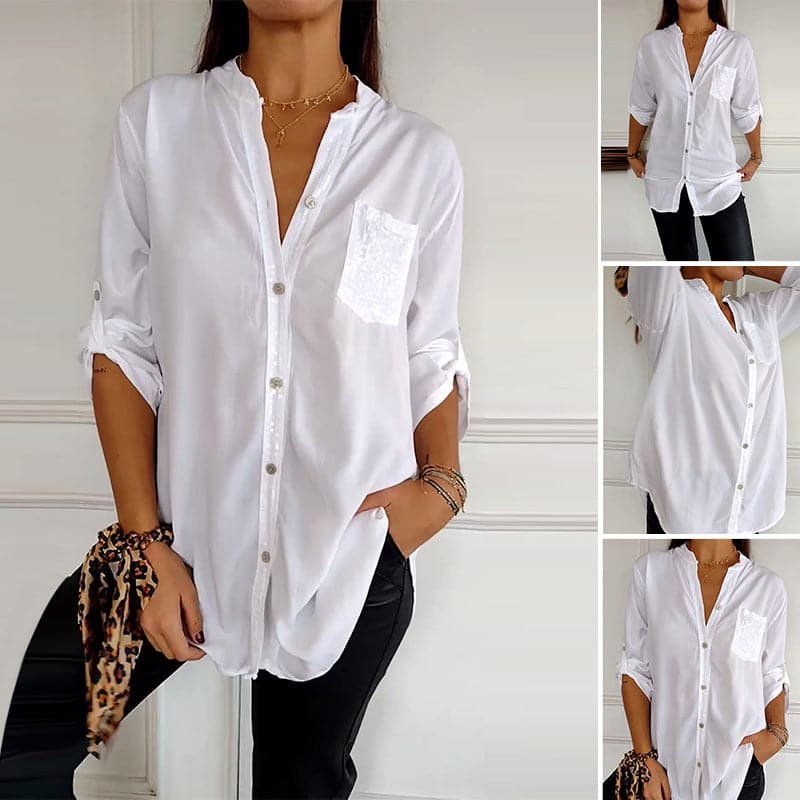 VERITY | CAMICIA BUTTON-DOWN CON PROFILO DI PAILLETTES