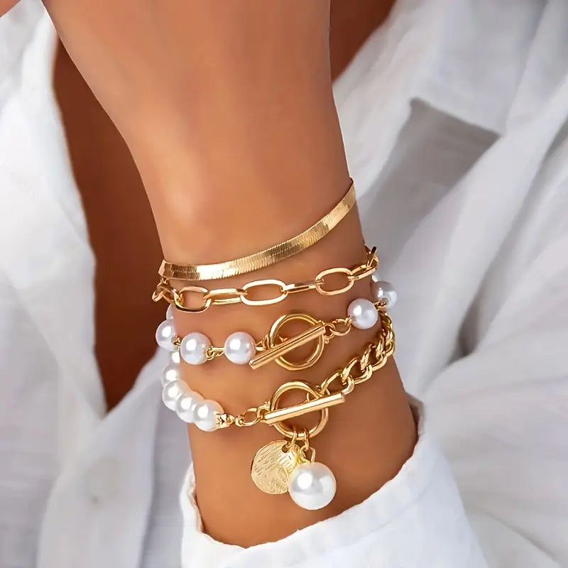 AURÉLIE | SET DI BRACCIALI DI PERLE A STRATI DI LUSSO