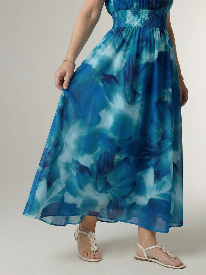 SYLIN | ABITO MIDI CON SCOLLO ALL'AMERICANA E ARRICCIATURA