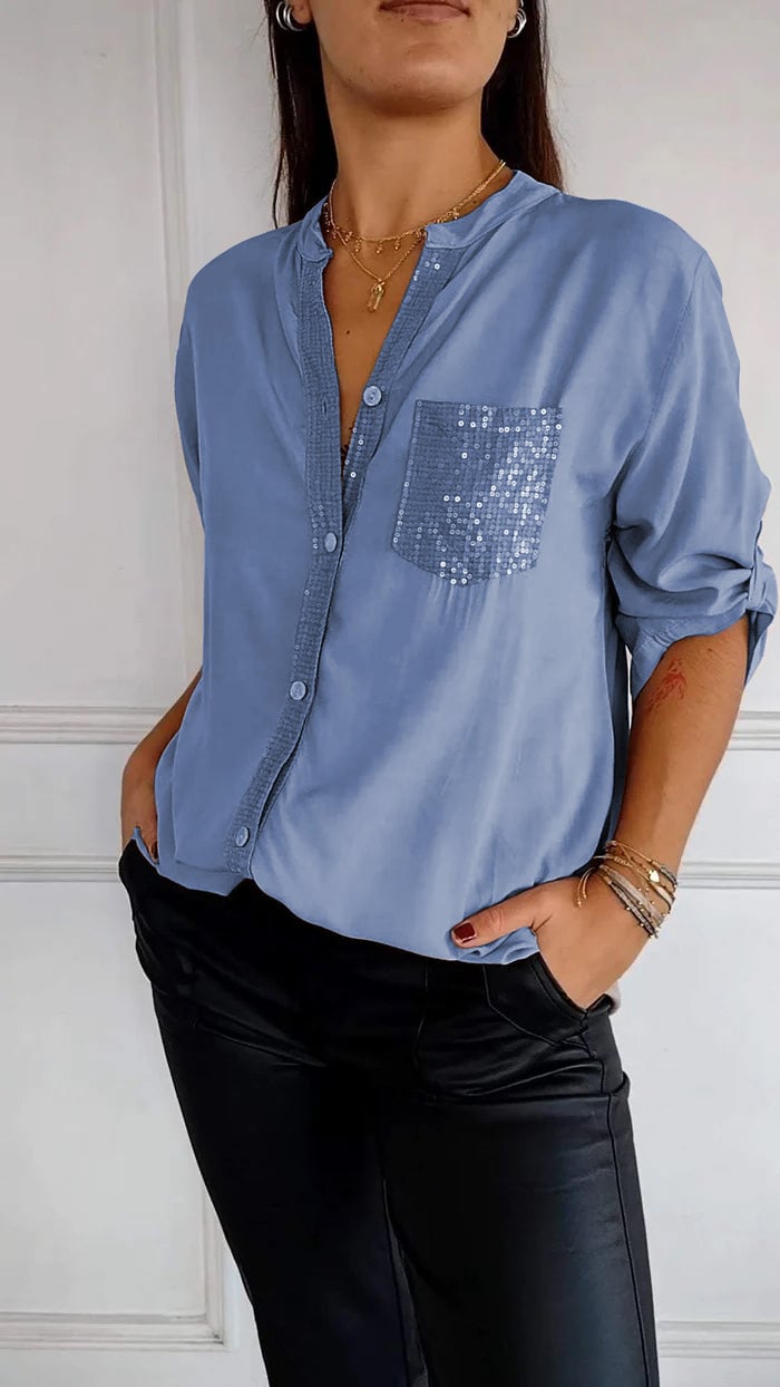 VERITY | CAMICIA BUTTON-DOWN CON PROFILO DI PAILLETTES