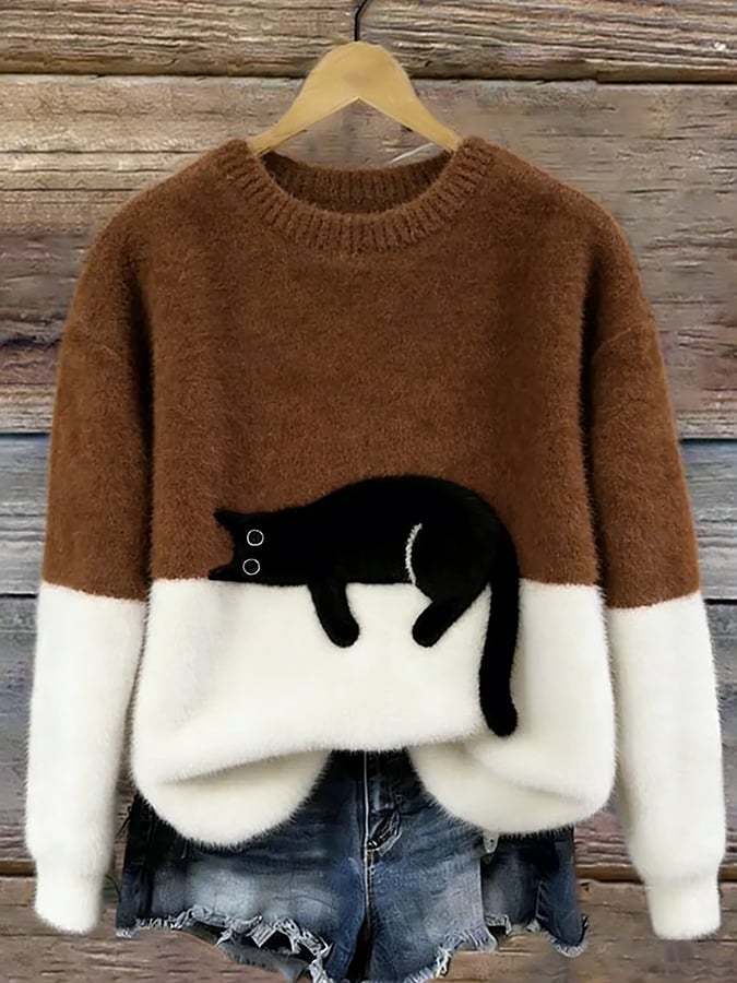 KIRSTEN | MAGLIONE ELEGANTE CON STAMPA GATTO