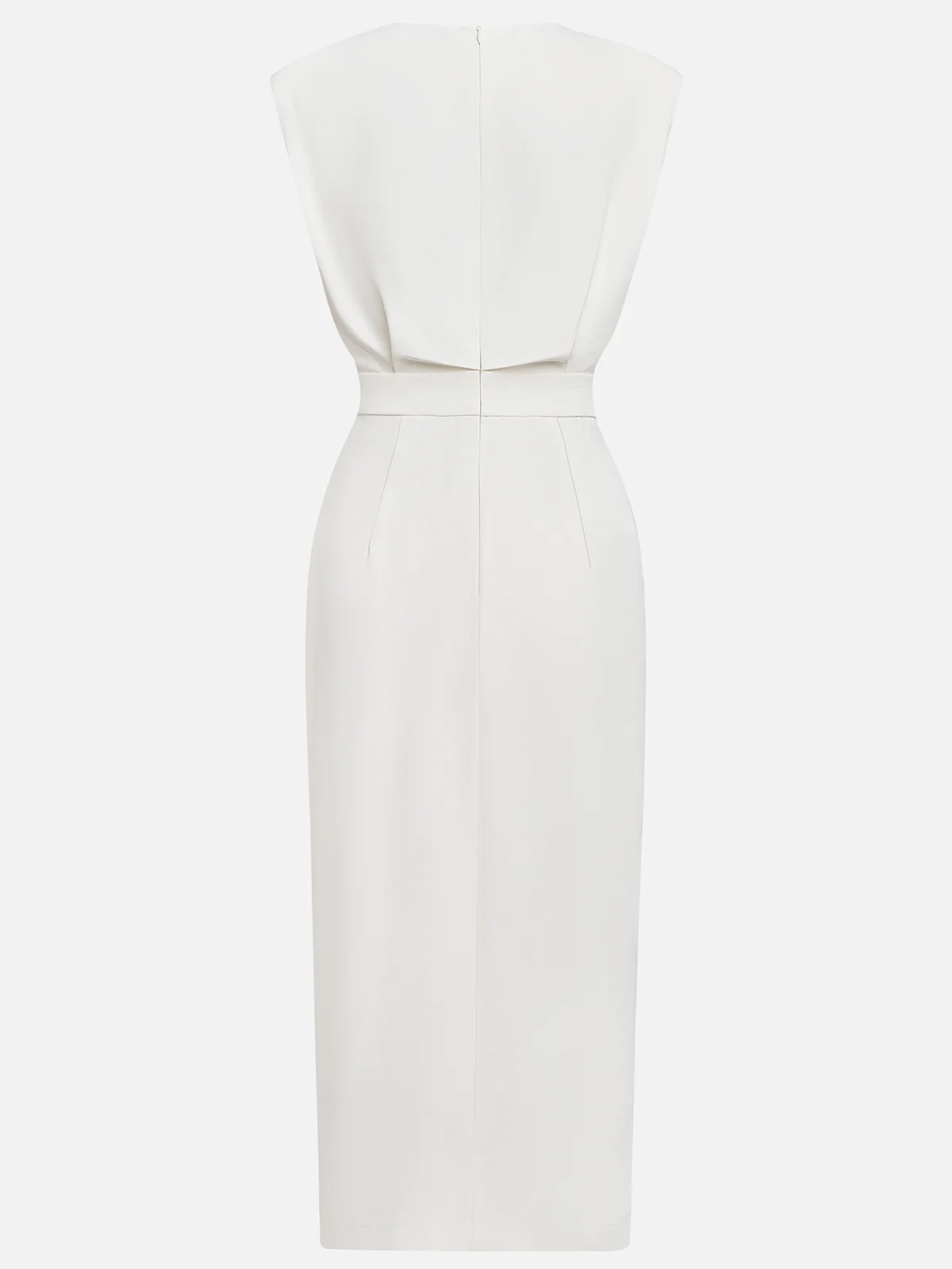 GENEVIEVE | ABITO MIDI CON SPALLE IMBOTTITE, DETTAGLIO BOTTONI E SPACCO