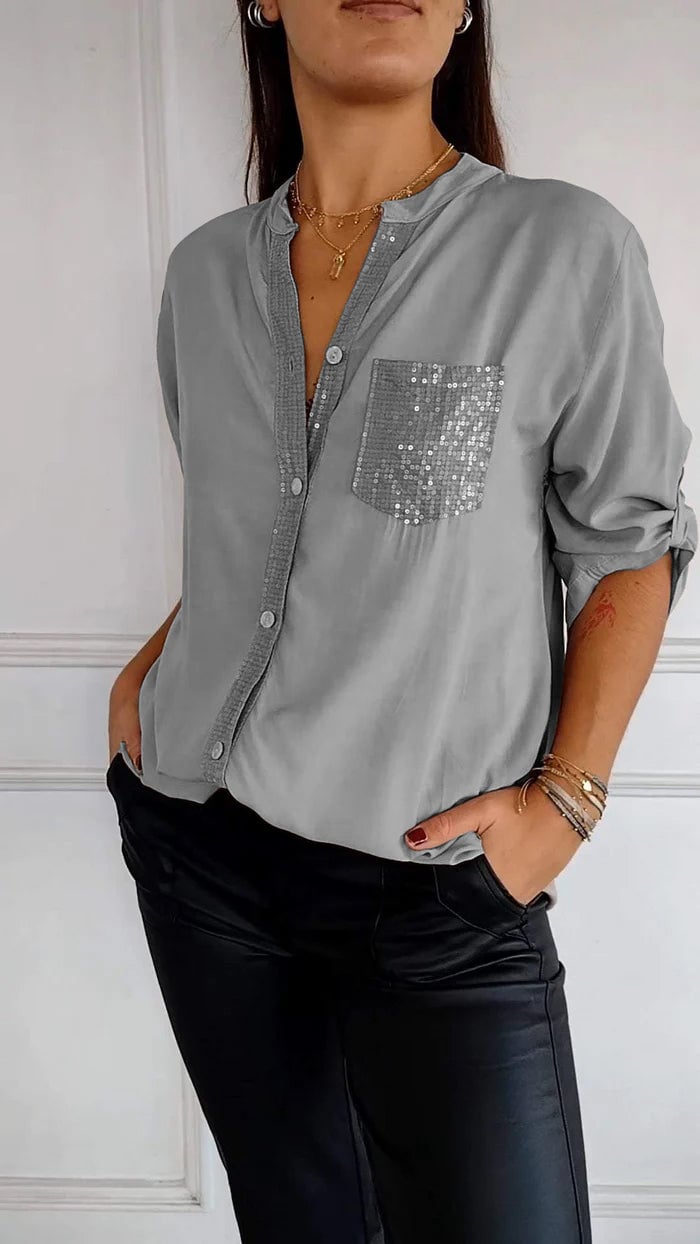 VERITY | CAMICIA BUTTON-DOWN CON PROFILO DI PAILLETTES