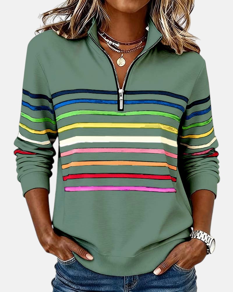 SERENELLE | FELPA CON ZIP A RIGHE ARCOBALENO