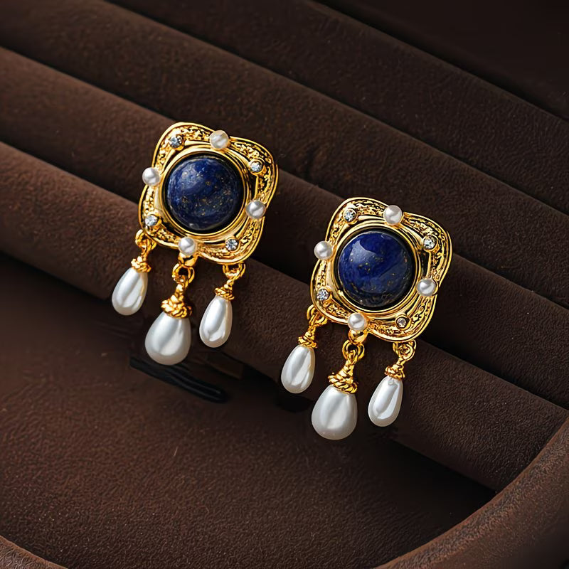 SAPPHIRA | ORECCHINI A CANDELABRO CON PERLA BLU REALE