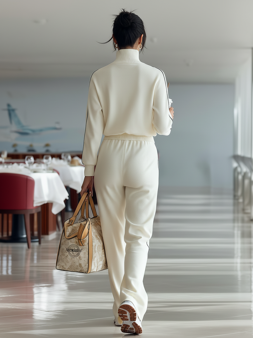 GEORGIA | COMPLETO SPORTIVO A DOLCEVITA CON ZIP E RIFINITURE A COSTE CASUAL