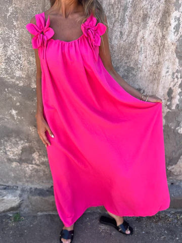 SYBIL | ABITO MAXI SCOLLO A U CON SPALLINE A FIOCCO