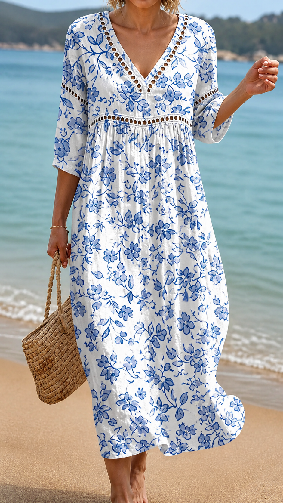 ISLA | VESTITO DA SPIAGGIA A FIORI CLASSIC BLUE