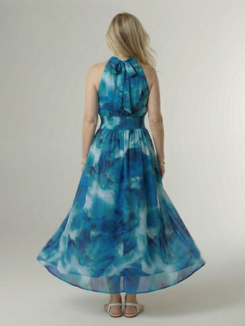 SYLIN | ABITO MIDI CON SCOLLO ALL'AMERICANA E ARRICCIATURA