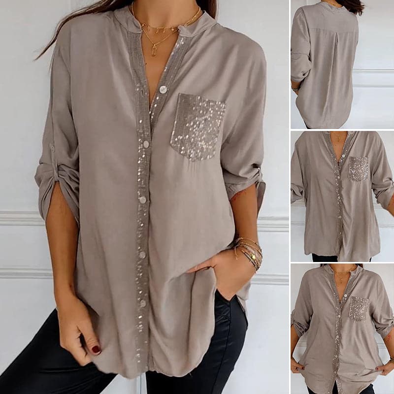 VERITY | CAMICIA BUTTON-DOWN CON PROFILO DI PAILLETTES