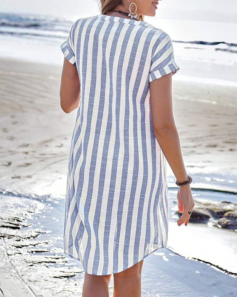MARTINE | ELEGANT ABITO A CAMICIA A RIGHE