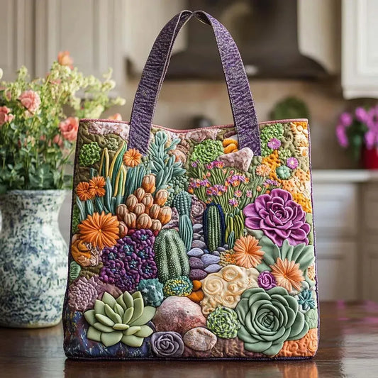 EVELYN | BORSA GIARDINO CON PIANTE GRASSE FATTA A MANO