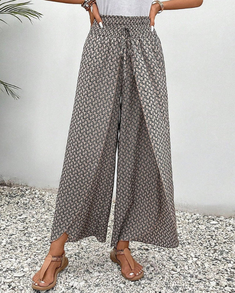 CATHERINE | PANTALONI A GAMBA AMPIA CON VITA ARRICCIATA