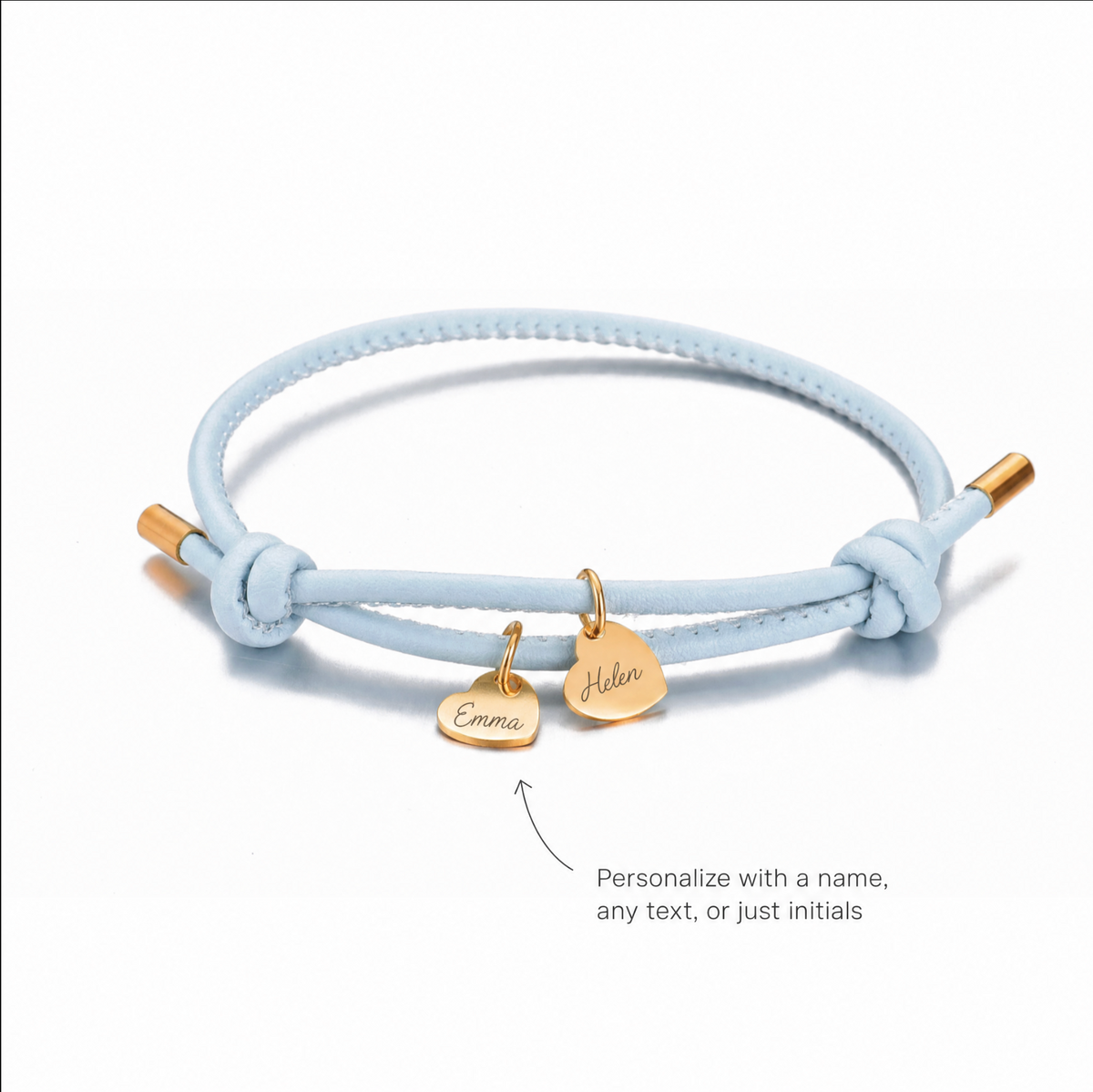 BRACCIALE IN PELLE CON DOPPIO CUORE