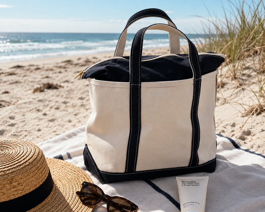 BORSA TOTE IN TELA | BORSA DA SPIAGGIA – BORSA TOTE CON ZIP DA DONNA