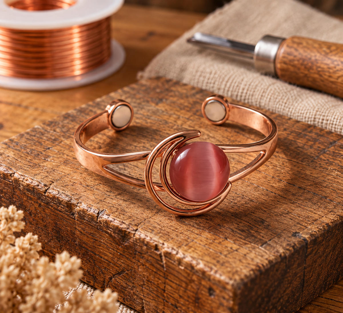 MOLLY | BRACCIALETTO SFERA RAME ROSA