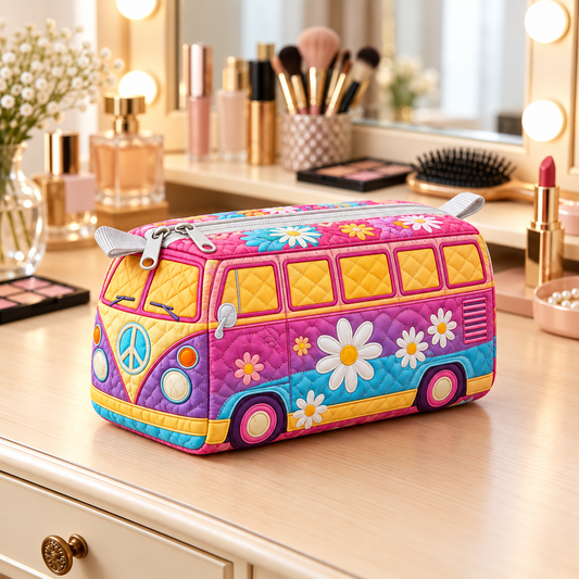 DAISYROVE | POCHETTE COSMETICA DA CAMPEGGIO CON MARGHERITE PASTELLO