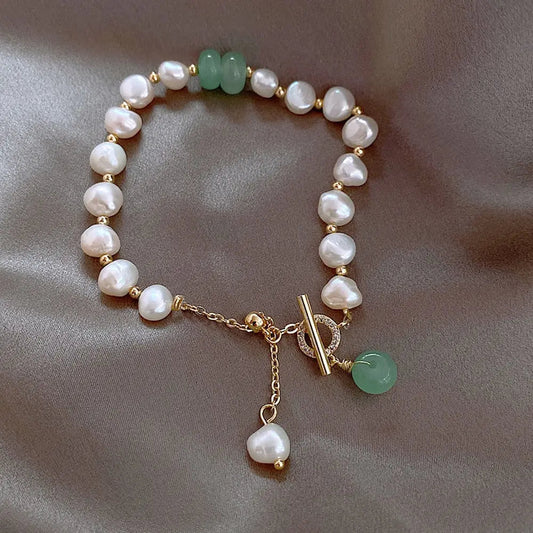 JADORA | BRACCIALE IN PERLA NATURALE E GIADA