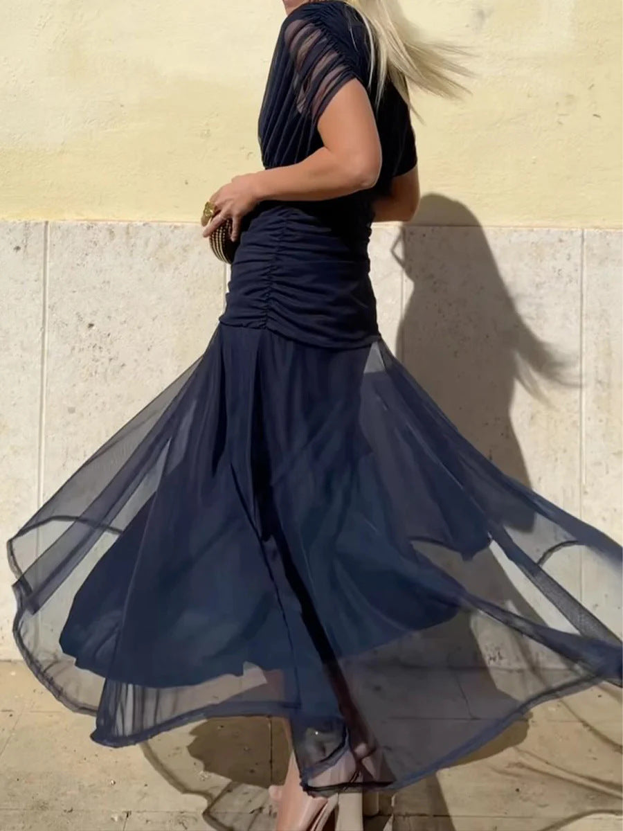 PENELOPE | ABITO LUNGO FLOREALE CON SCOLLO A V