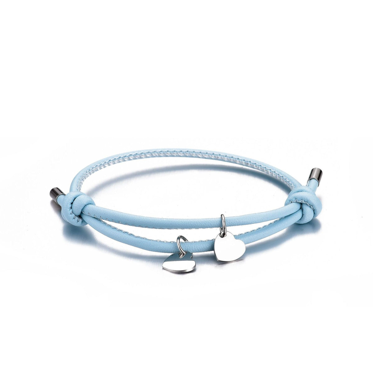 BRACCIALE IN PELLE CON DOPPIO CUORE