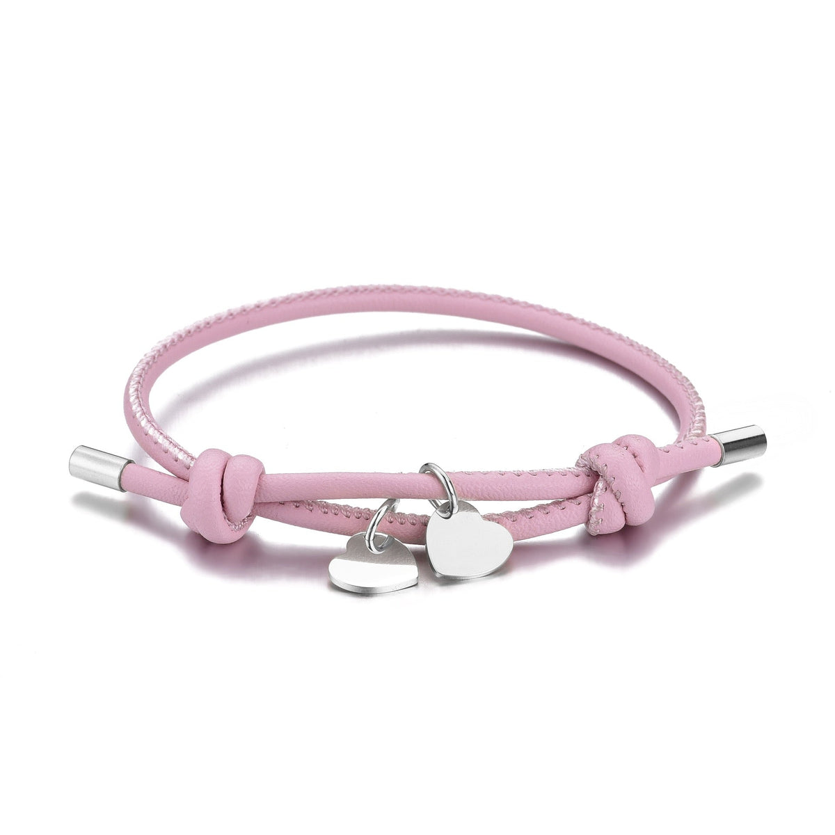 BRACCIALE IN PELLE CON DOPPIO CUORE