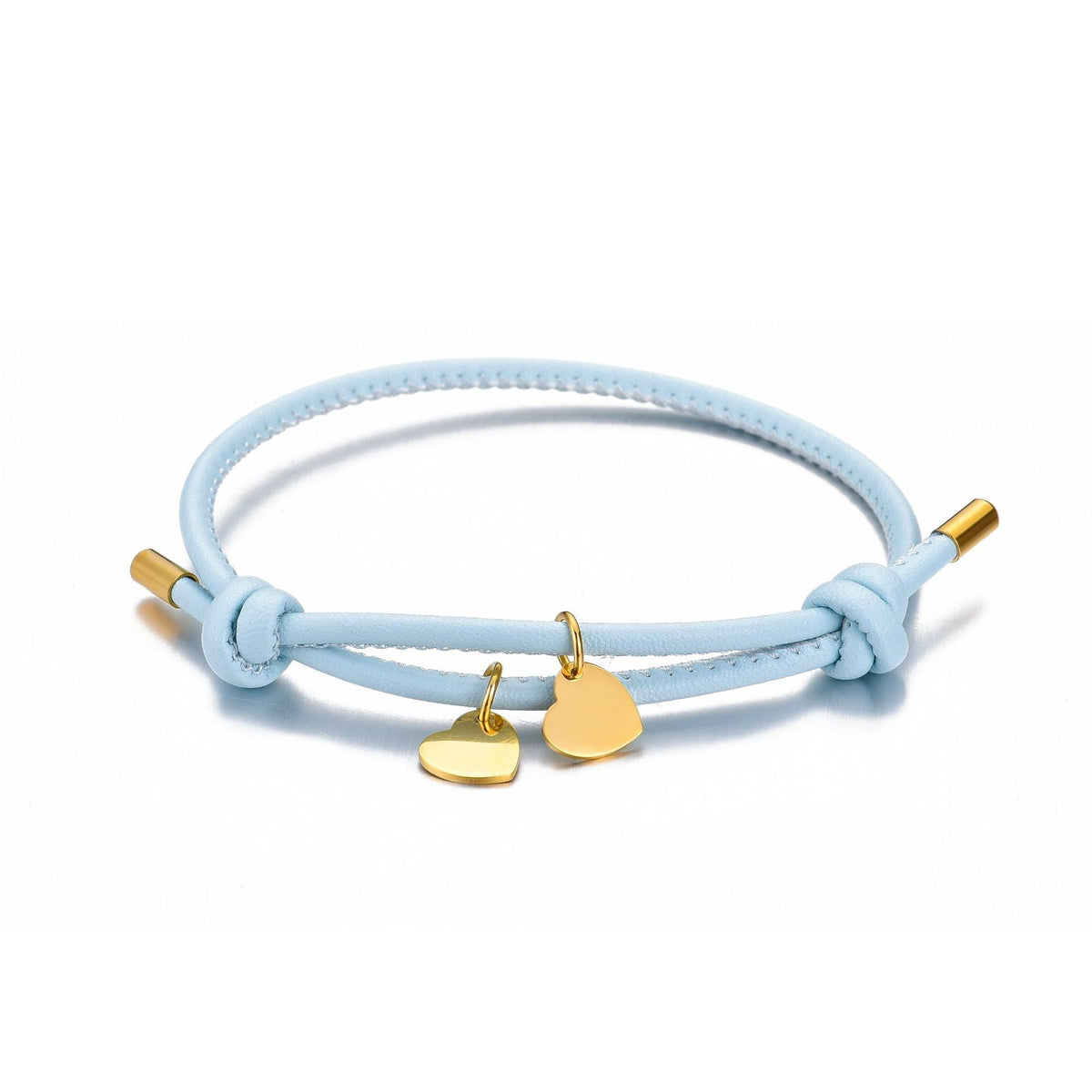 BRACCIALE IN PELLE CON DOPPIO CUORE