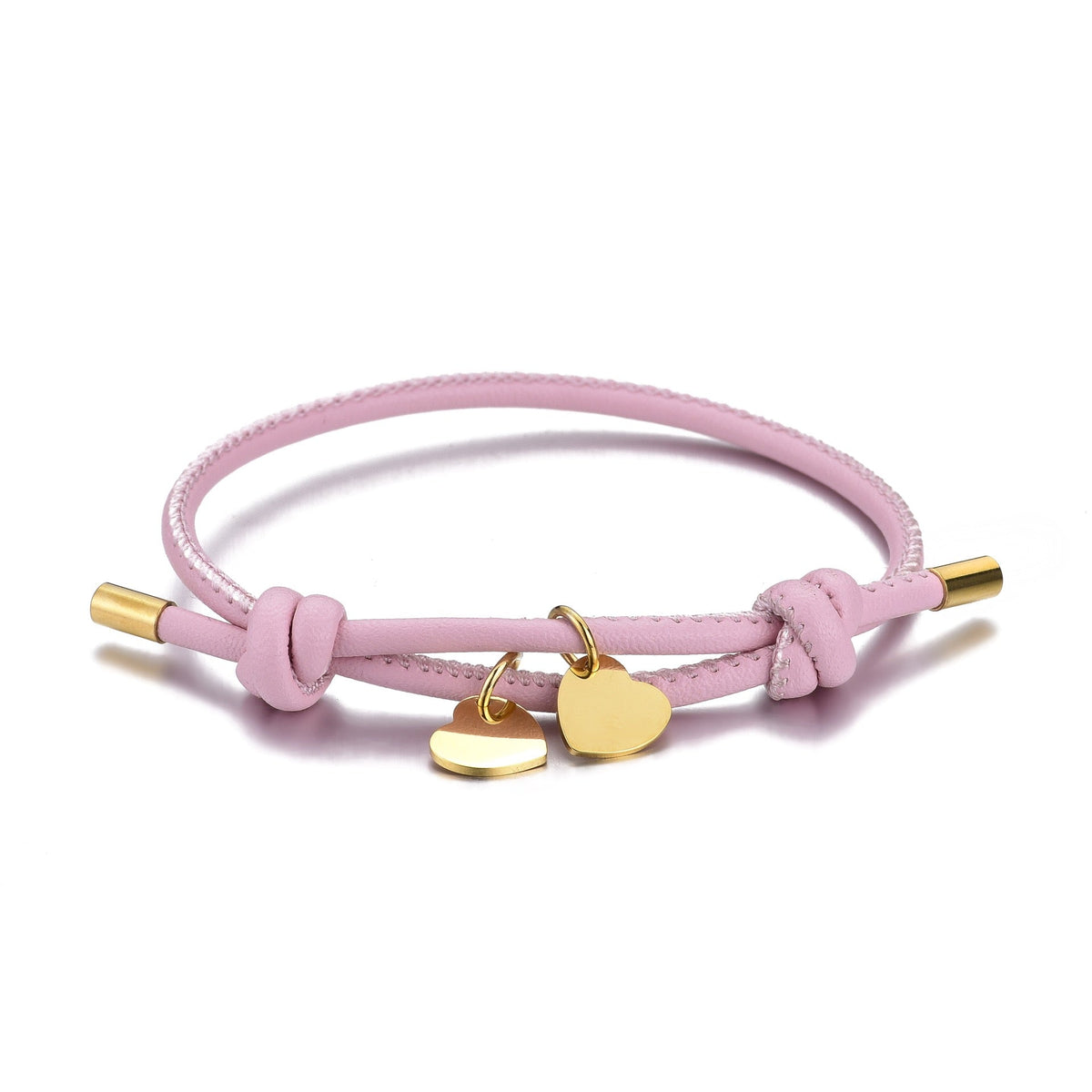 BRACCIALE IN PELLE CON DOPPIO CUORE