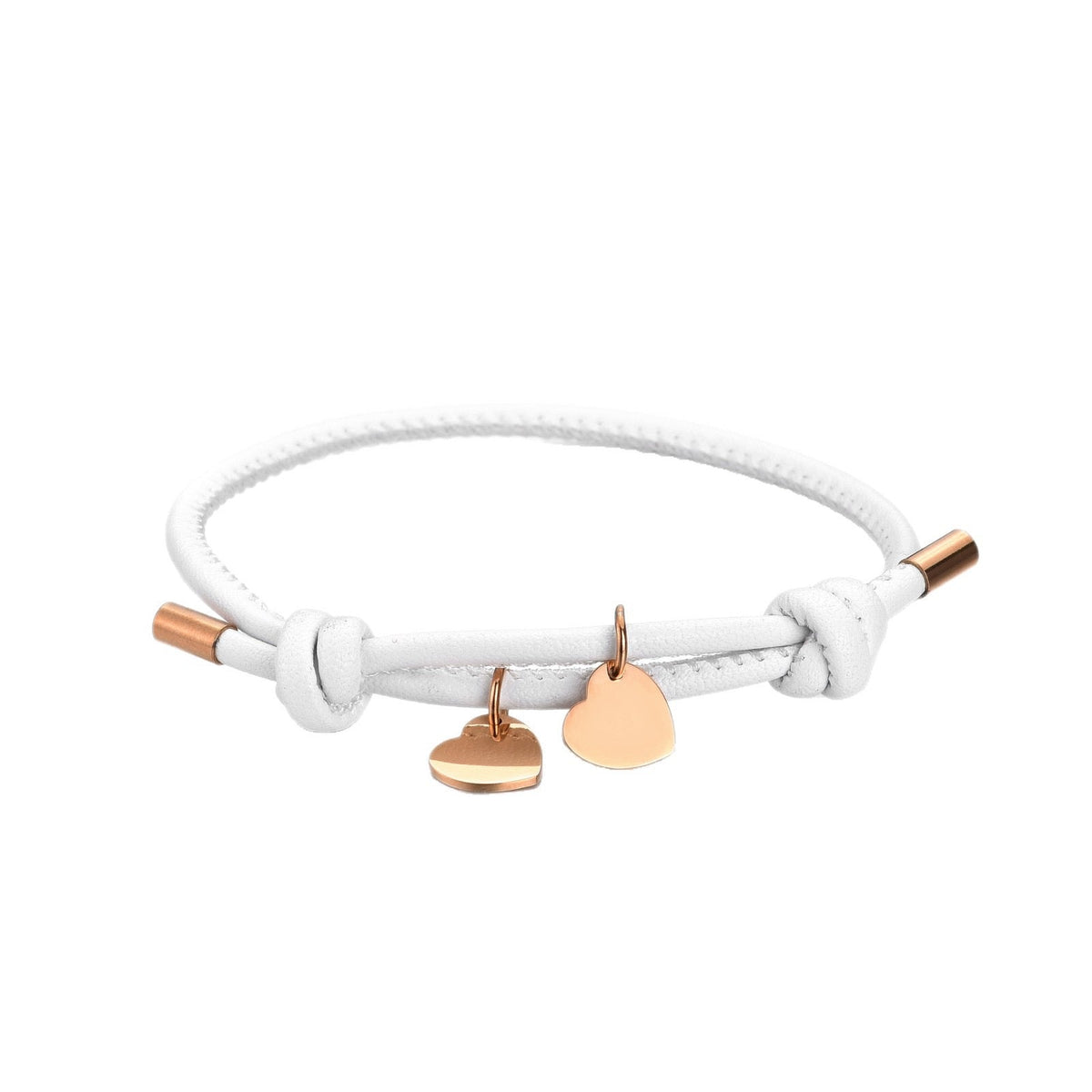 BRACCIALE IN PELLE CON DOPPIO CUORE
