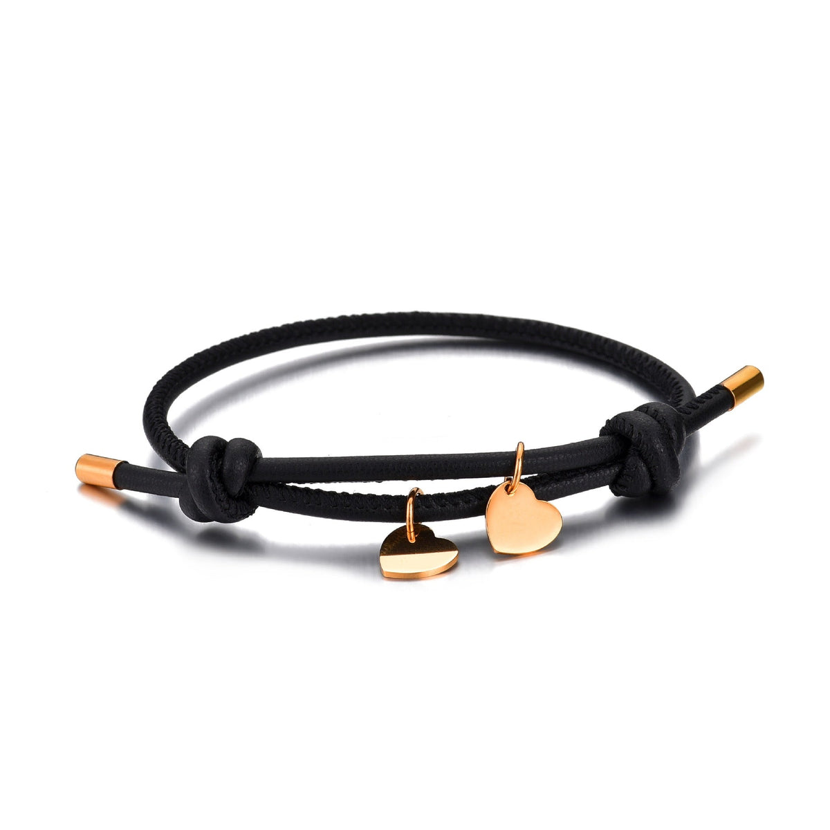 BRACCIALE IN PELLE CON DOPPIO CUORE