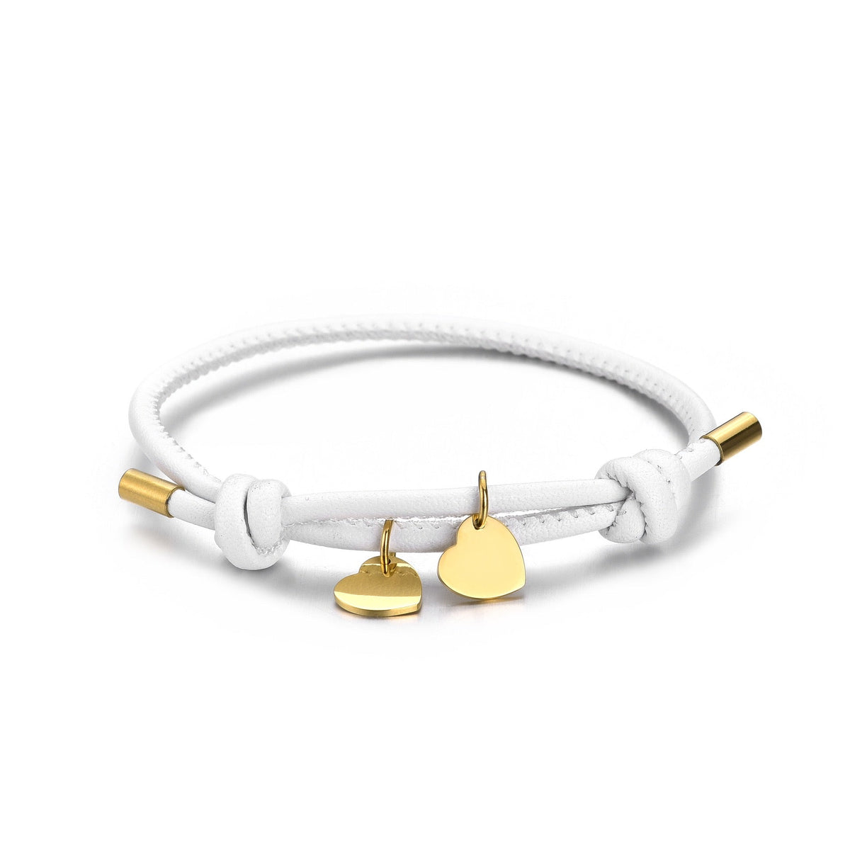 BRACCIALE IN PELLE CON DOPPIO CUORE