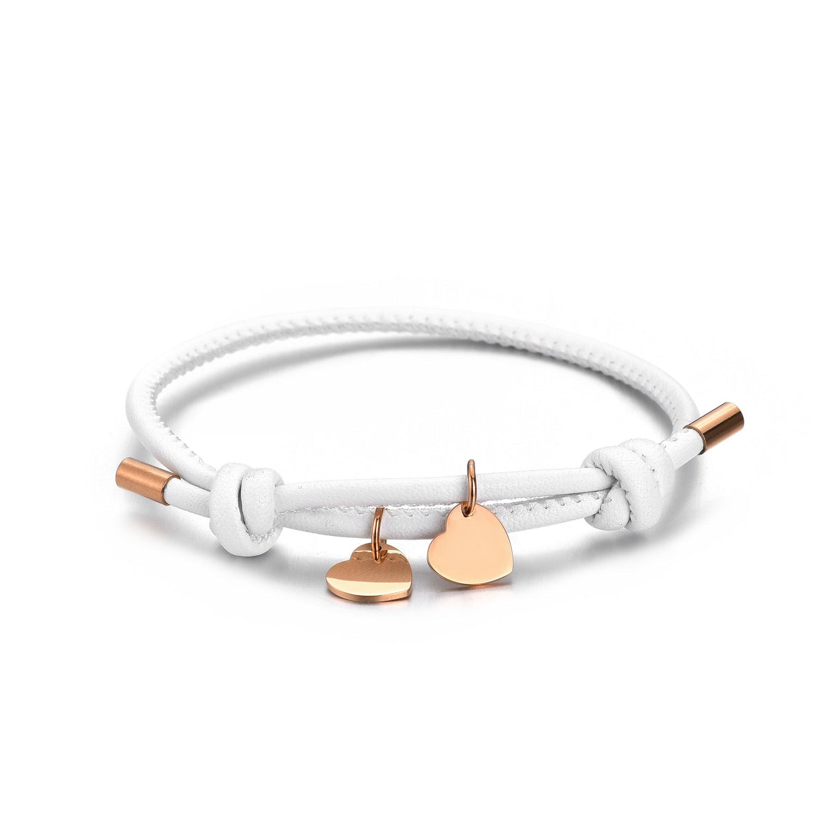 BRACCIALE IN PELLE CON DOPPIO CUORE