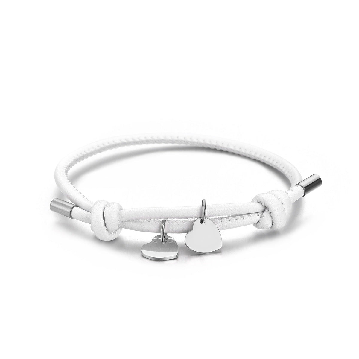 BRACCIALE IN PELLE CON DOPPIO CUORE