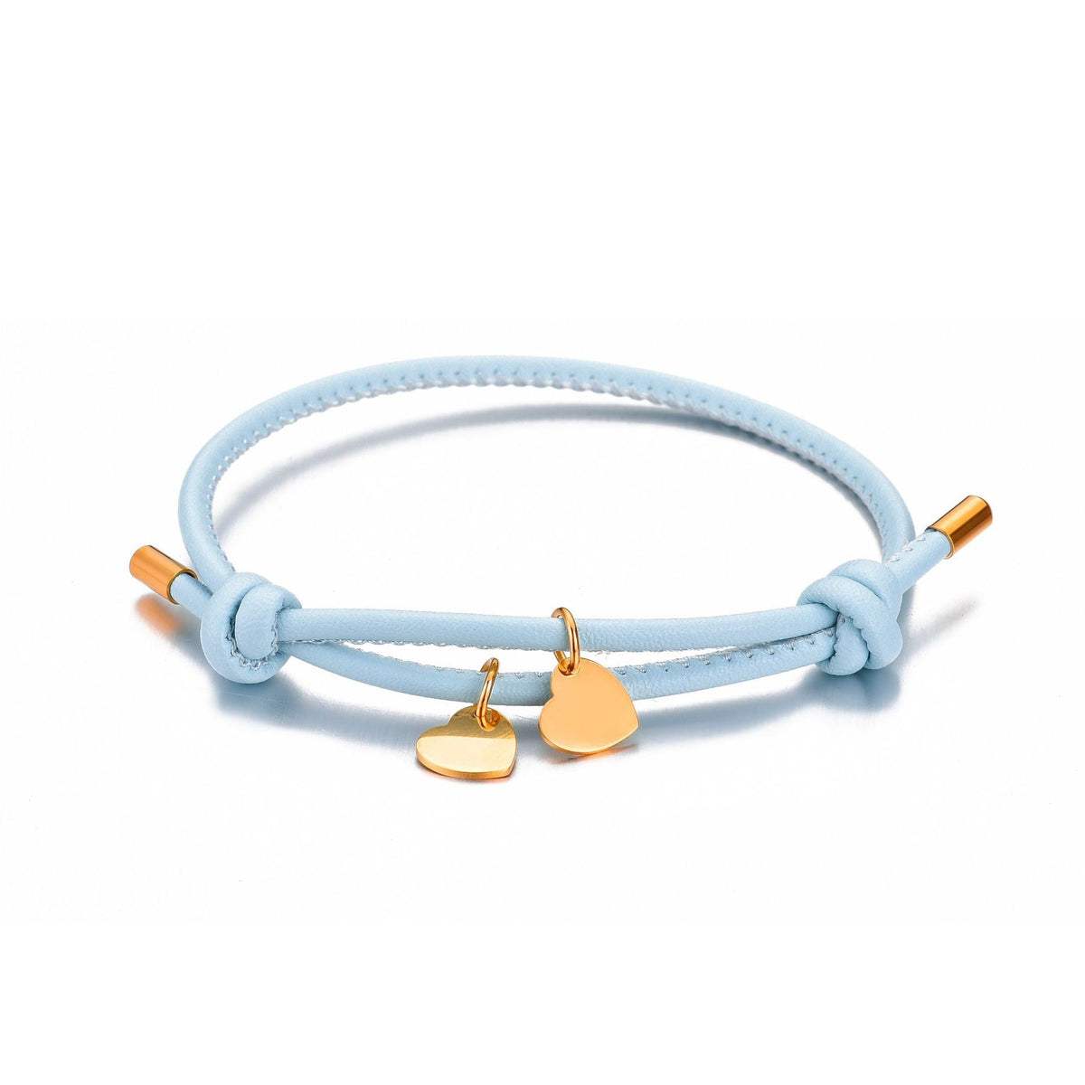 BRACCIALE IN PELLE CON DOPPIO CUORE