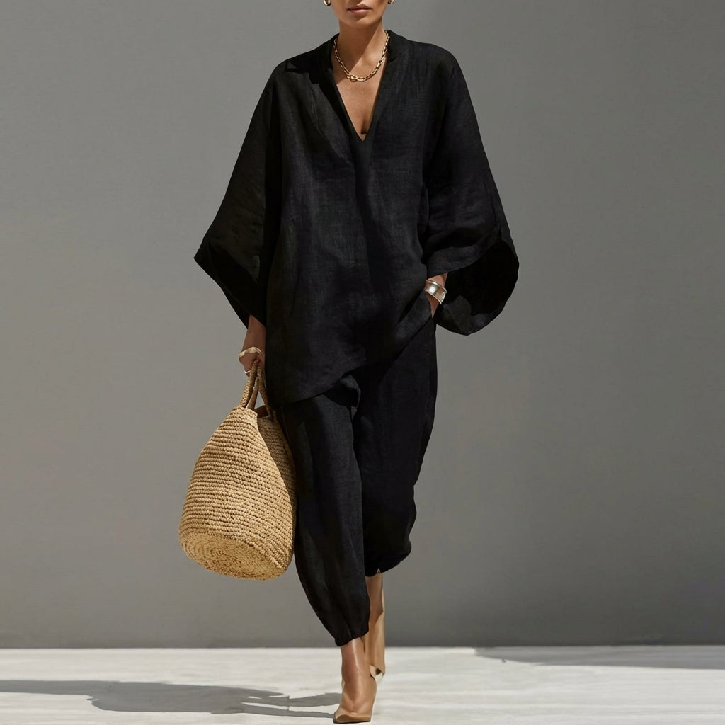 MARINA | COMPLETO CASUAL DUE PEZZI CON SCOLLO A V DA DONNA