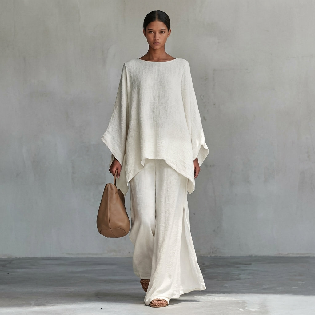 CRISTINA | COMPLETO DUE PEZZI CON MANICHE LUNGHE E PANTALONI A GAMBA LARGA