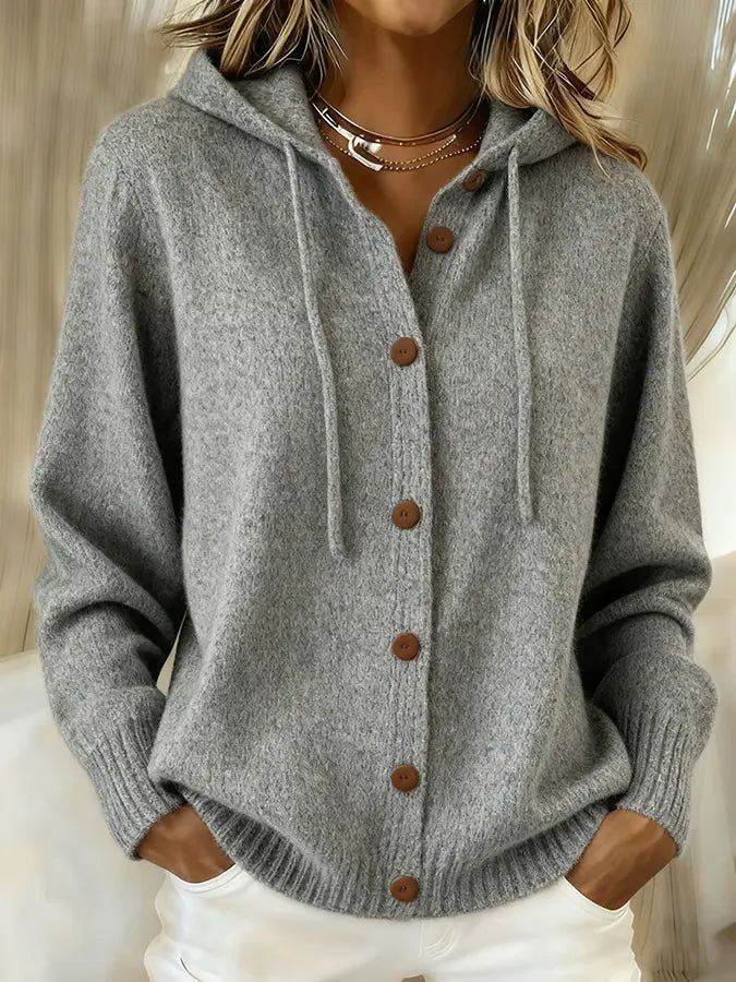 BRENDA | CARDIGAN CON CAPPUCCIO E BOTTONI COSY