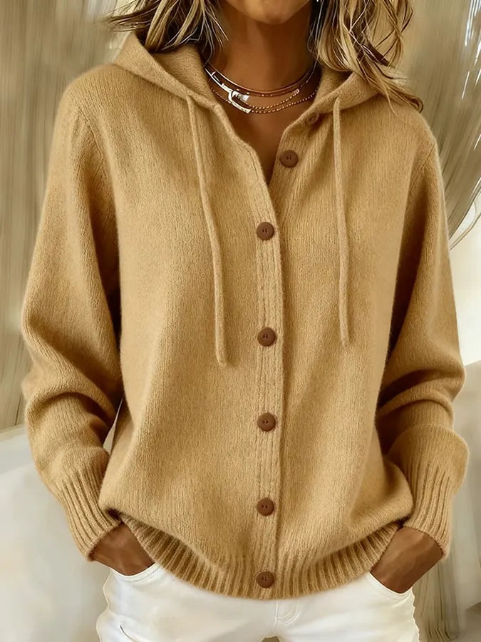 BRENDA | CARDIGAN CON CAPPUCCIO E BOTTONI COSY