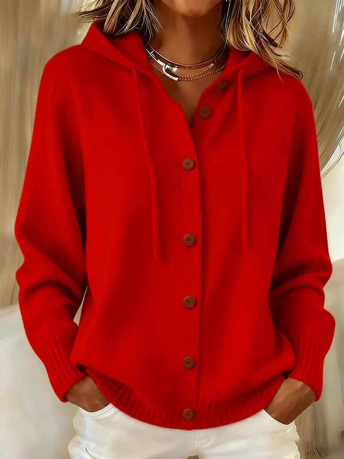 BRENDA | CARDIGAN CON CAPPUCCIO E BOTTONI COSY