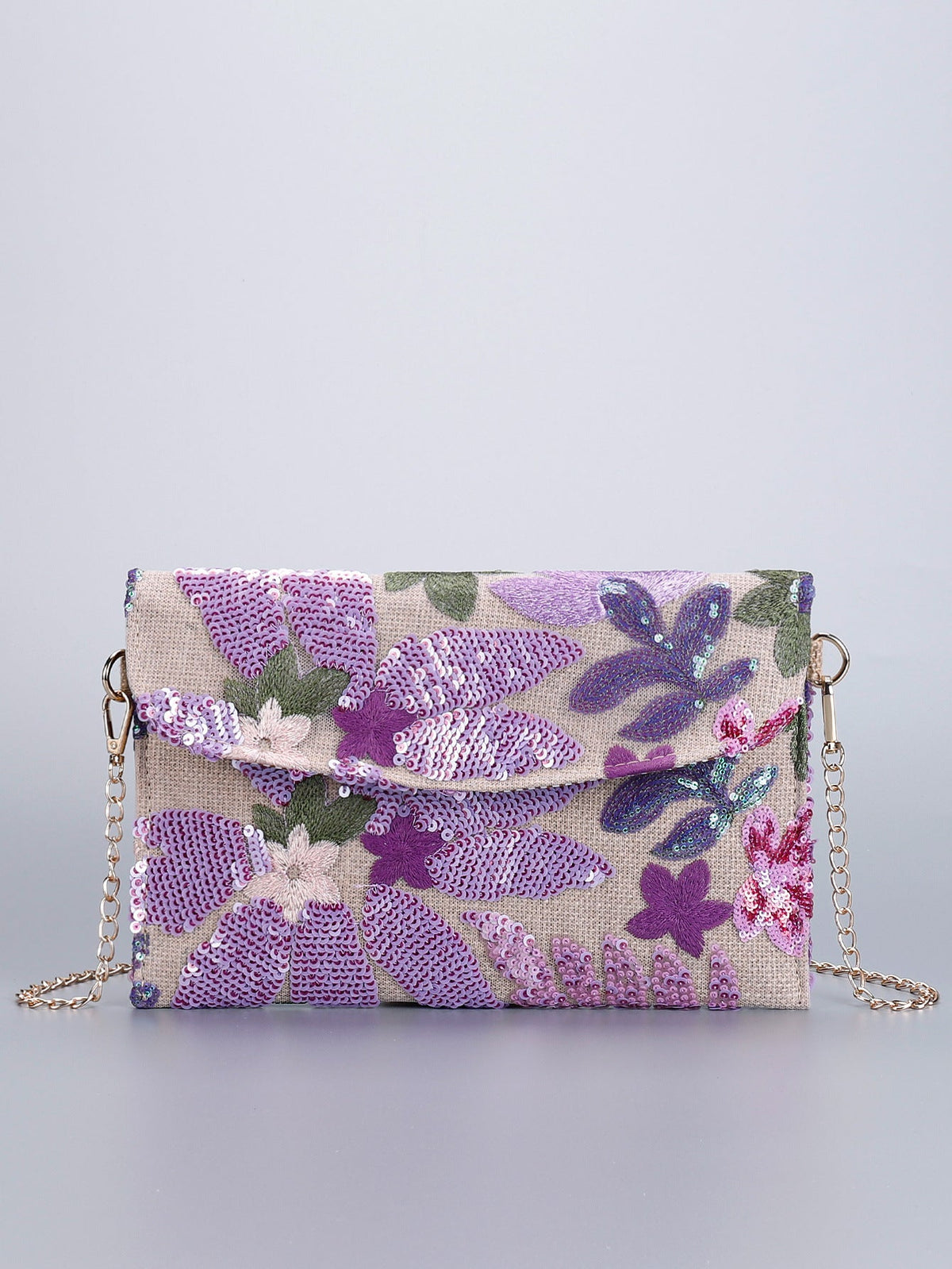 LILACBLOOM | POCHETTE A TRACOLLA CON PAILLETTE FLOREALI