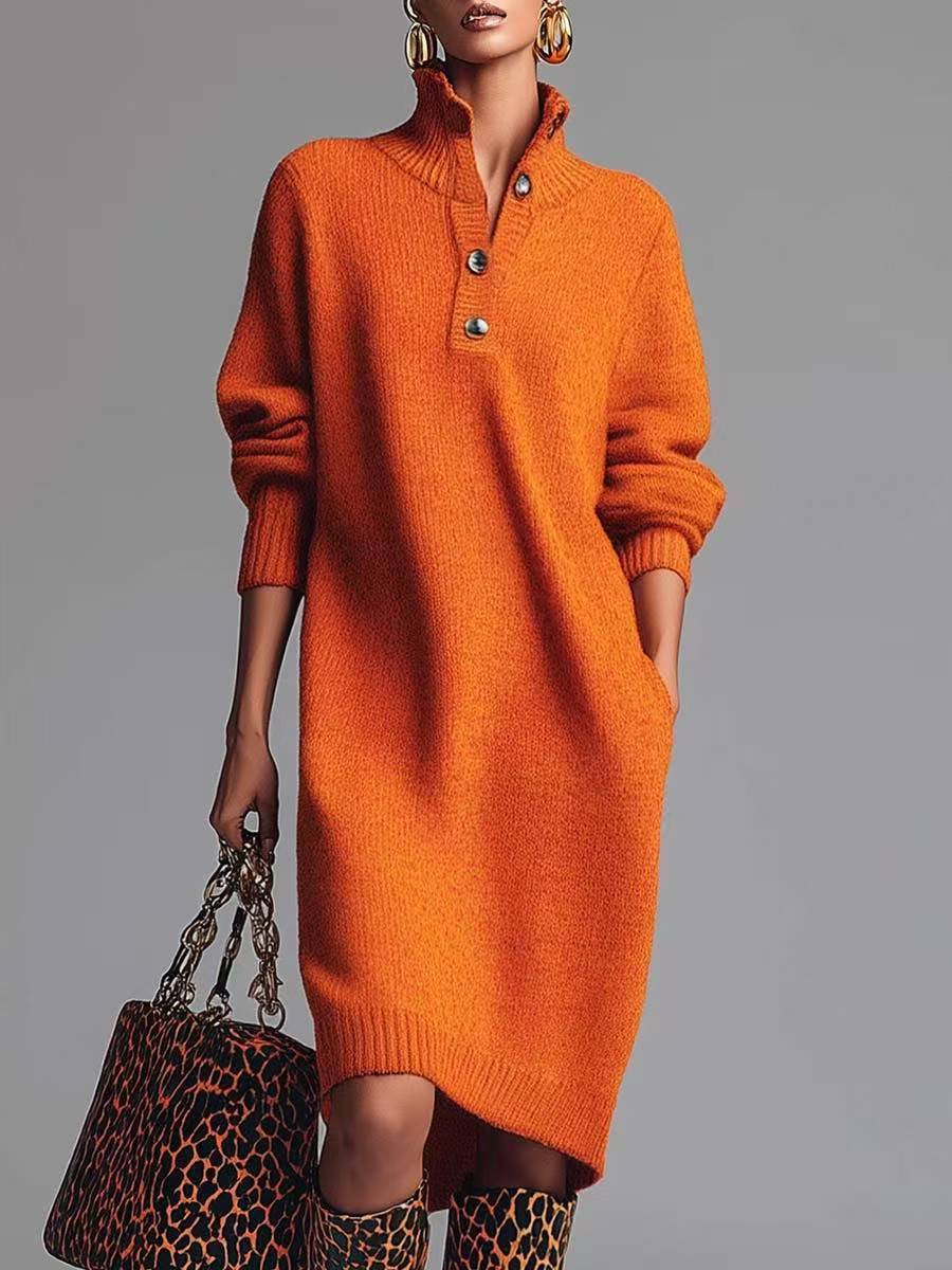 ROSAMUNDINA | ABITO A MAGLIA ELEGANTE CON BOTTONI