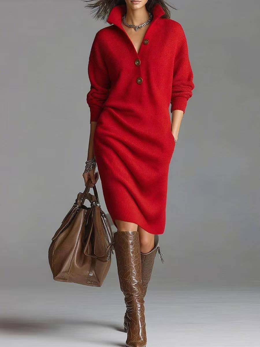 ROSAMUNDINA | ABITO A MAGLIA ELEGANTE CON BOTTONI