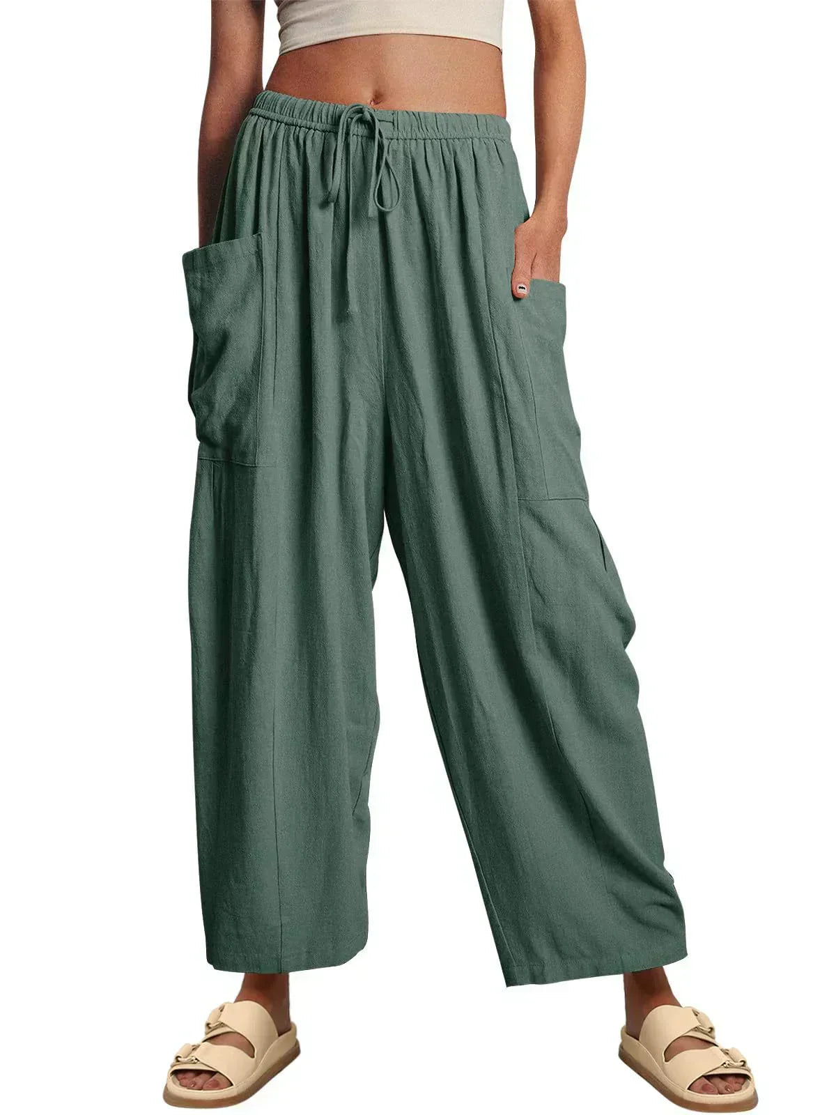 BARBARA | PANTALONI CASUAL A GAMBA LARGA