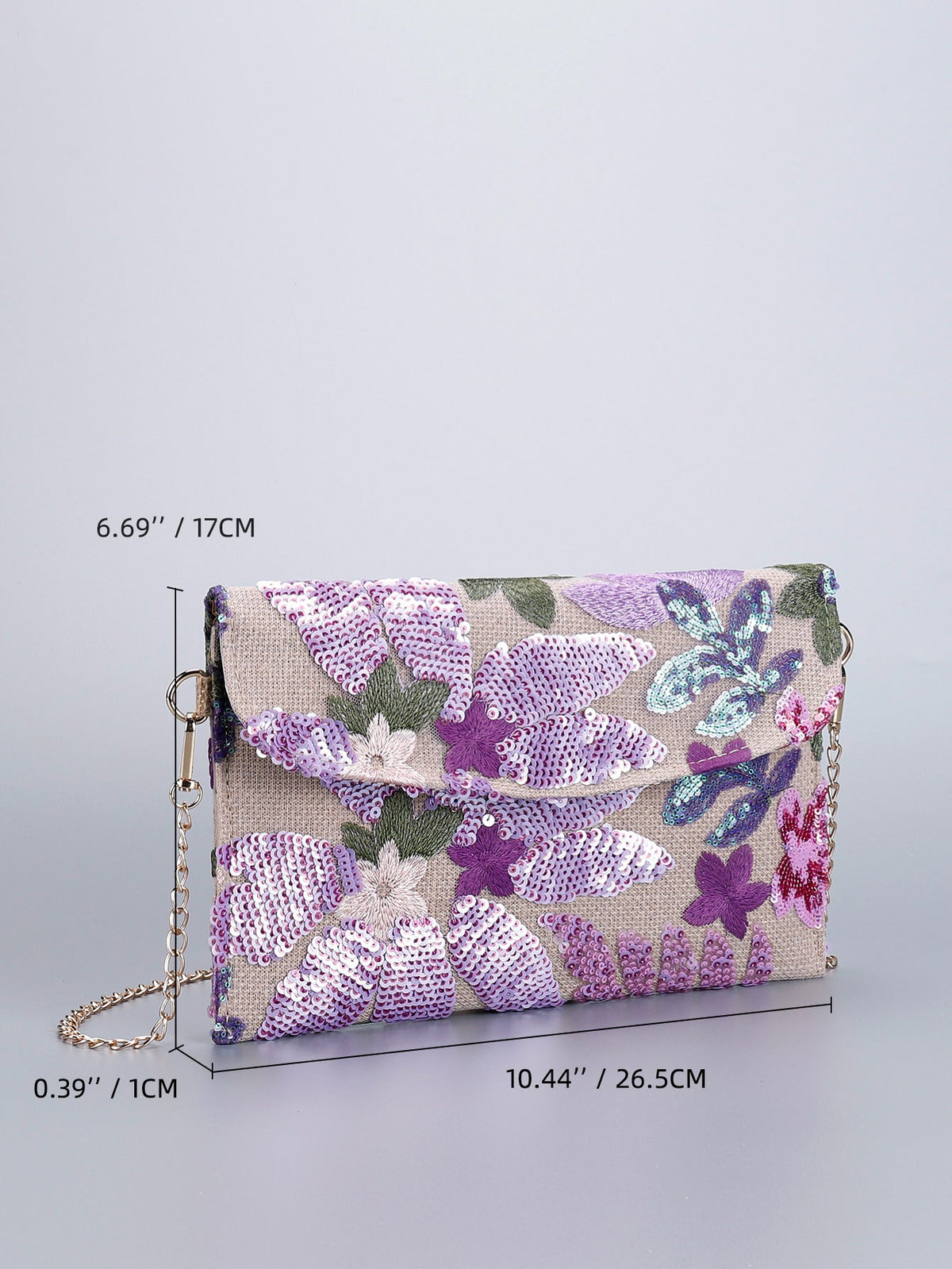 LILACBLOOM | POCHETTE A TRACOLLA CON PAILLETTE FLOREALI