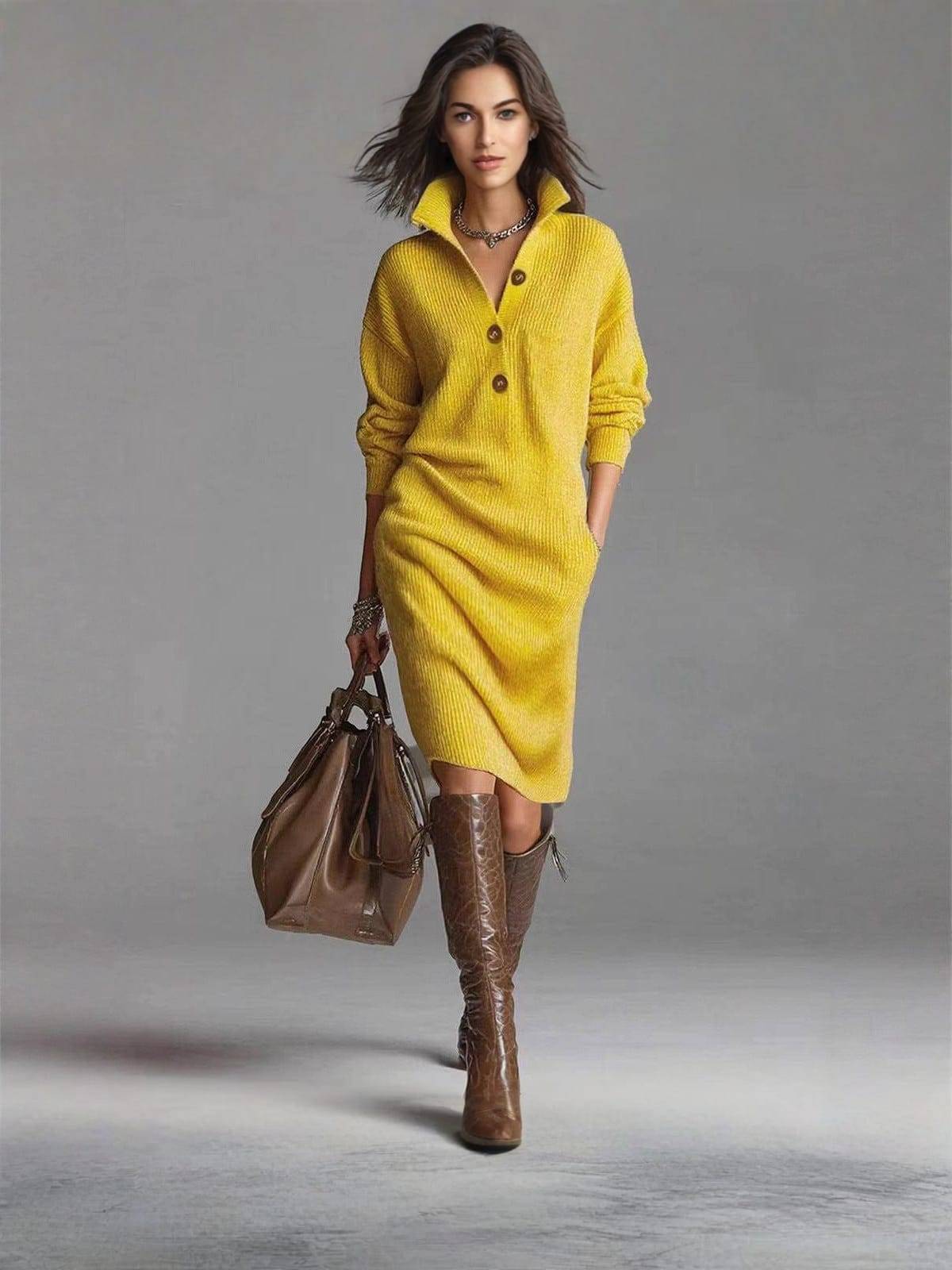 ROSAMUNDINA | ABITO A MAGLIA ELEGANTE CON BOTTONI