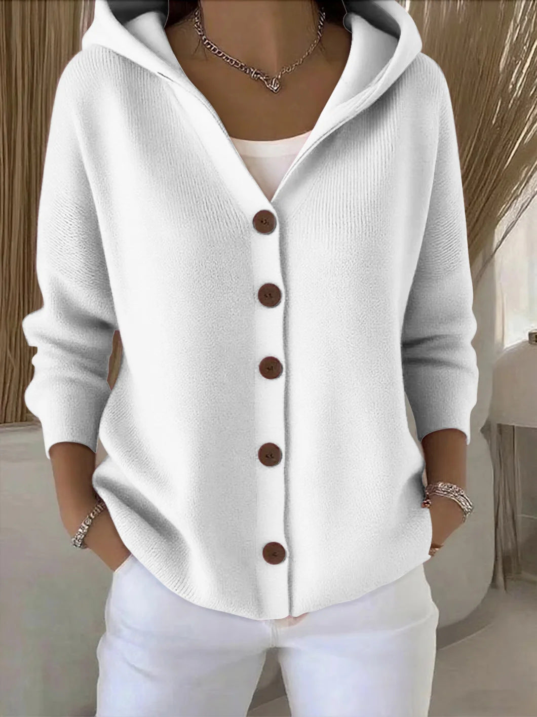 DARIENNE | CARDIGAN IN MAGLIA CON CAPPUCCIO E BOTTONI