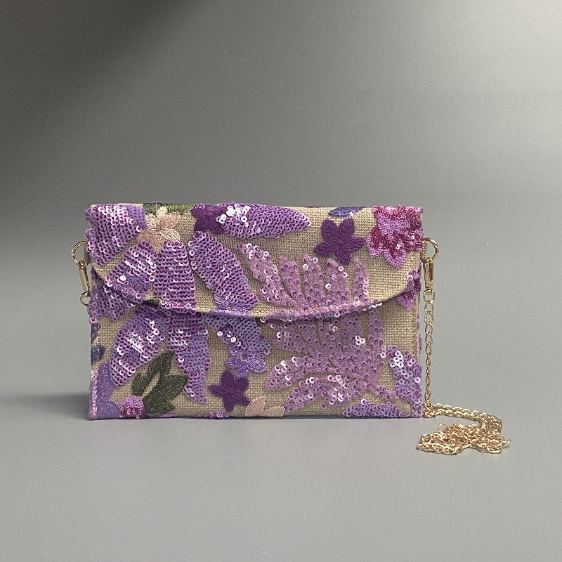 LILACBLOOM | POCHETTE A TRACOLLA CON PAILLETTE FLOREALI
