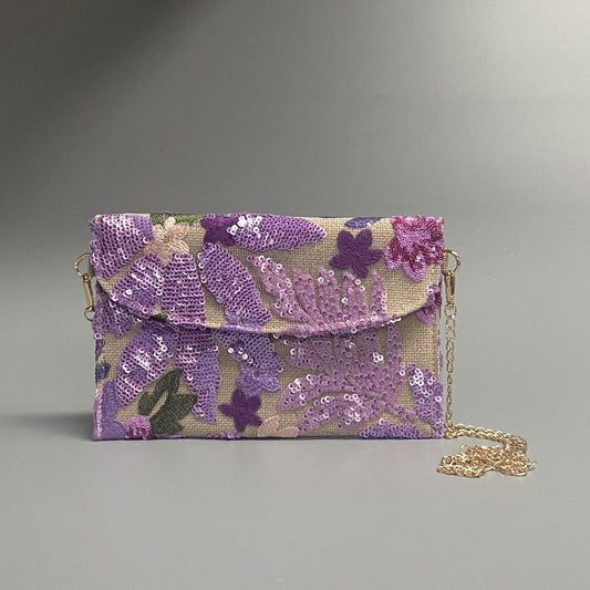 LILACBLOOM | POCHETTE A TRACOLLA CON PAILLETTE FLOREALI