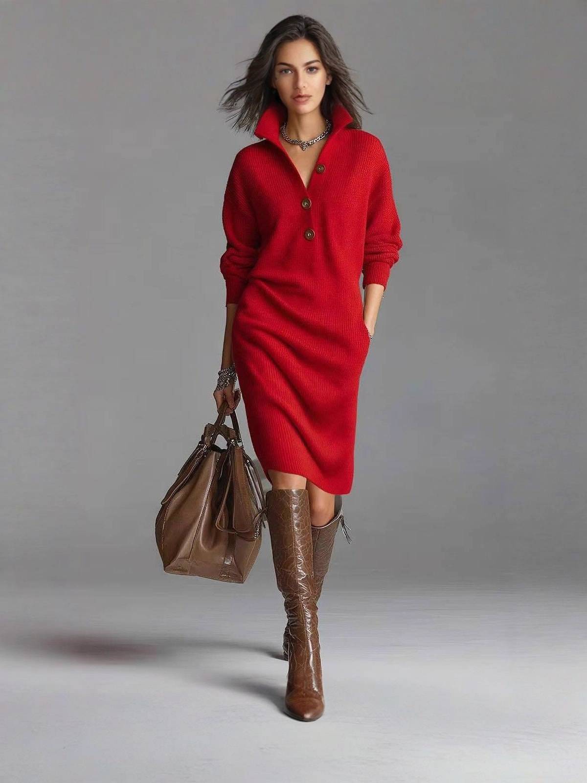 ROSAMUNDINA | ABITO A MAGLIA ELEGANTE CON BOTTONI
