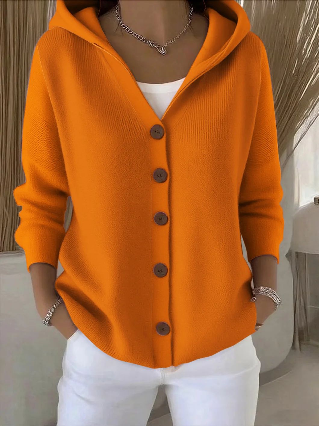 DARIENNE | CARDIGAN IN MAGLIA CON CAPPUCCIO E BOTTONI