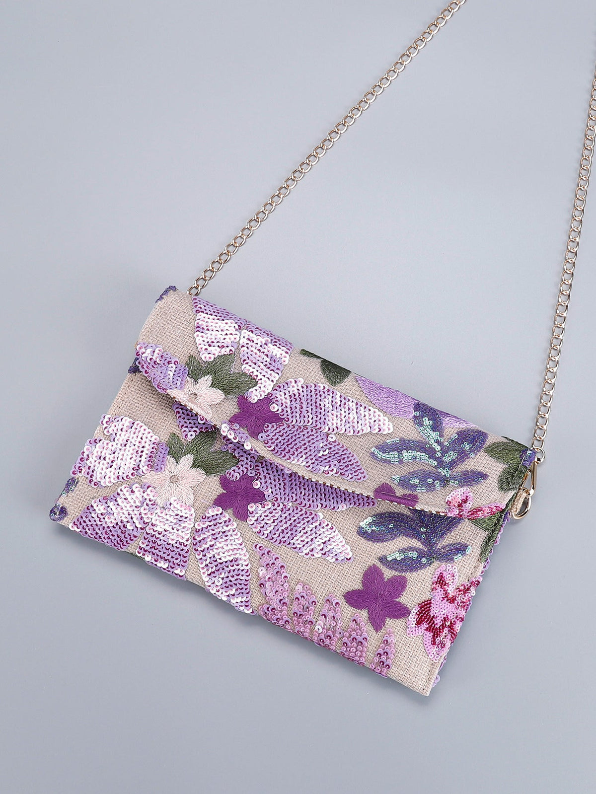 LILACBLOOM | POCHETTE A TRACOLLA CON PAILLETTE FLOREALI